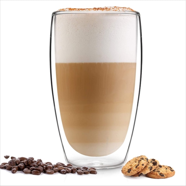 450ml Double Wall Coffee Mugs Cappuccino Latte Macchiato Glasses Cups for Coffee Tea Milk Juice Glass Borosilicate Heat Resistant Glass Cups-WELLNGS