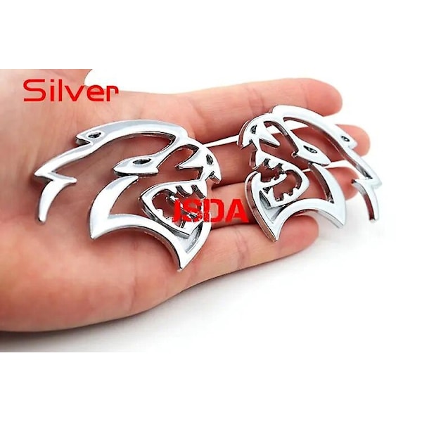 Høy kvalitet 3D metall Hellcat bil logo dør Fender side klistremerke midje linje merke kreativ dekorasjon bakre bagasjerom emblem klistremerke - WELLNGS Silver