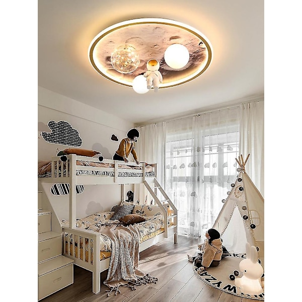 Moderna Astronaut LED Taklampor för Barnrum Sovrum Studie Barn Baby Cartoon Grå Måne Lykta Hembelysning - WELLNGS Brightness Dimmable