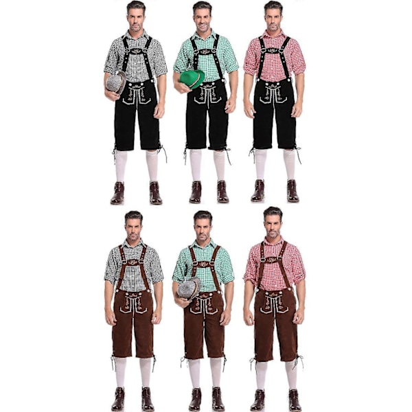 Halloween Kostumer 2024 M-XXL Stor Størrelse Tysk München Mænds Oktoberfest Tøj Uniform Mænds Sceneoptræden Tøj - WELLNGS Red plaid shirt XL