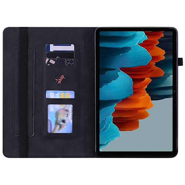 for Samsung Galaxy Tab S9+ PU Läder Tablet Case Dragkedja Fickkort Plånbok Stativfodral-Svart-WELLNGS Black