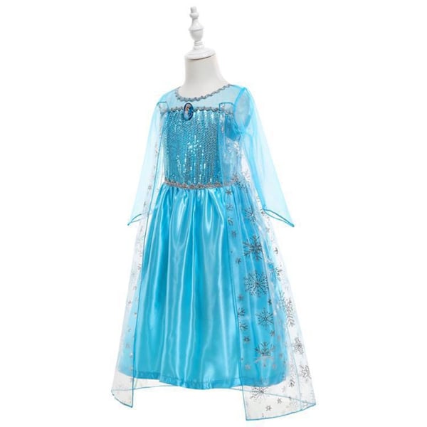 Disney Tyttöjen Elsa Prinsessa Mekko Pitkähihainen Syntymäpäivä Roolipeli Frozen Puku Hieno Karnevaali Pukeutua Juhla-asu Elsa Mekko Asuste-WELLNGS Elsa Dress Suit4 4Y (Size 120)