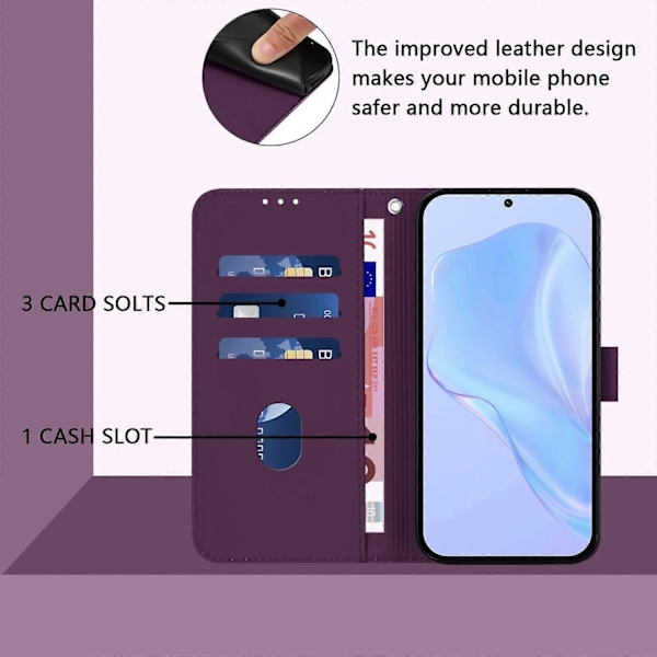 PU-fodral i enfärgad design kompatibelt med Nokia C02-WELLNGS Violet