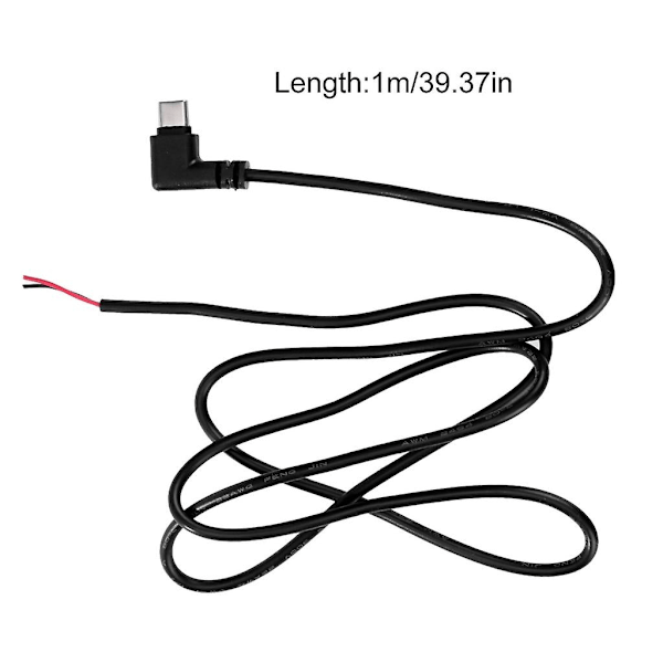 USB C -pigtail 2-nastainen virtajohto paljas johto 22AWG tukee 5V 3A latausta - WELLNGS 25cm Elbow