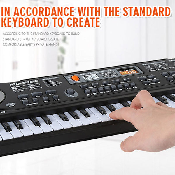 61 Tangenter Elektronisk Orgel Digital Klaver Keyboard med Mikrofon Børns Musik Legetøj til Børn-WELLNGS