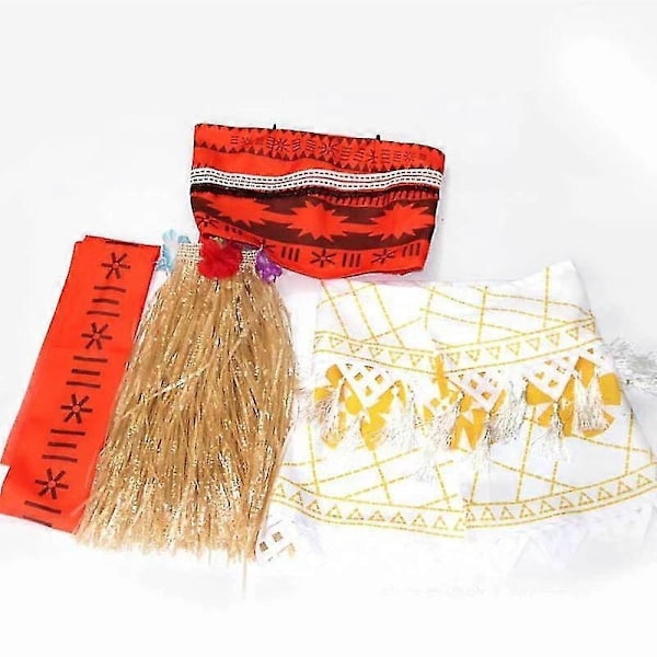Aikuisten Lasten Prinsessa Vaiana Moana Puku Mekko Kaulakorulla Peruukki Tyttöjen Halloween Juhlat Moana Mekko Puku Roolileikki-WELLNGS Costume  necklace wig L