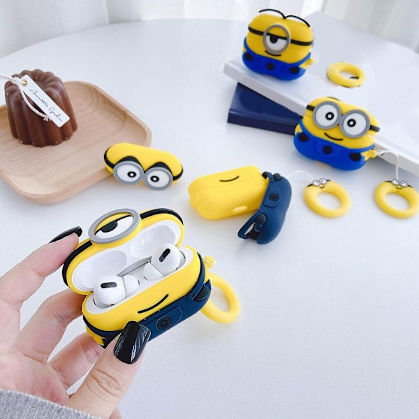 Söt tecknad Bluetooth-kompatibel hörlursfodral Minion silikon trådlös hörlurar öronsnäckor skyddslåda för AirPods 1 2-WELLNGS D