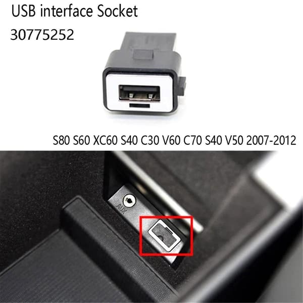 USB-interface til bil, stik til S80 S60 Xc60 S40 C30 C70 S40 V50 2007-2012 30775252-WELLNGS