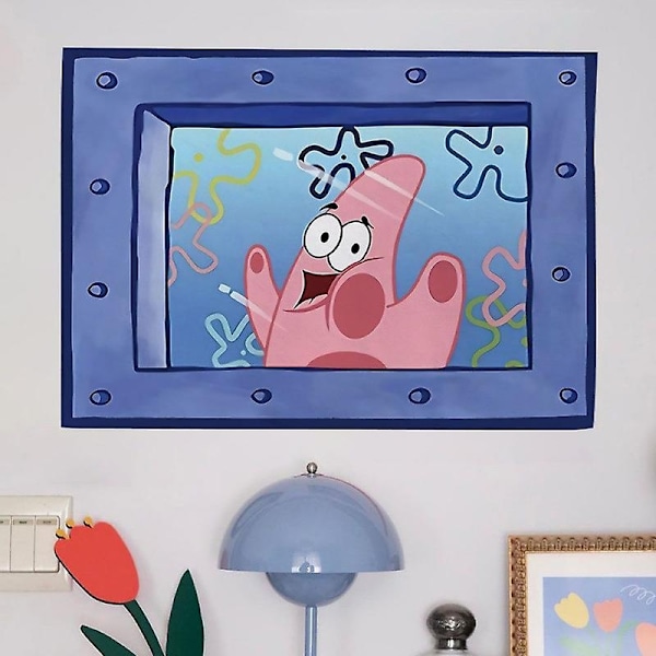 Tegneserievev Tegneserievev Morsom Bakgrunn for Sovesal Stue Veggdekor 100cmx70cm-WELLNGS Patrick Star