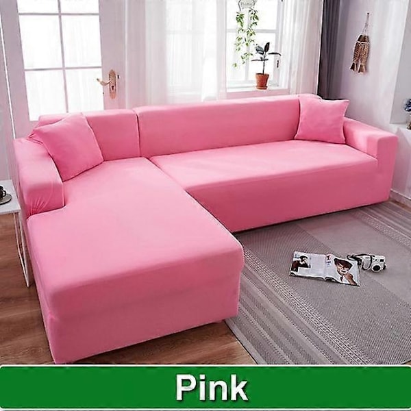 Solid Sofföverdrag för Vardagsrum Sofföverdrag Elastiskt L-Format Hörnsofföverdrag Stretchöverdrag för Soffa-WELLNGS pink-Sofa Cover 4 Seater 230-300cm
