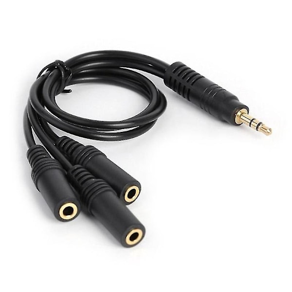 3,5 mm gullbelagt PVC 3-polet plugg til 3-veis stereo audio- hodetelefon splitter adapterkabel audio- aux utgang-WELLNGS