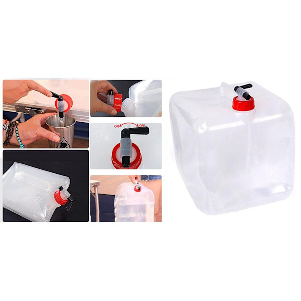 2-PACK 10L Bärbar hopfällbar vattenbehållare med kran-WELLNGS