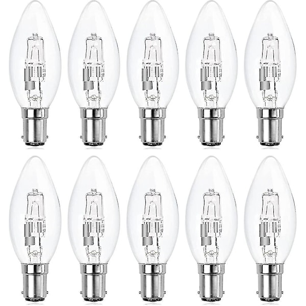10-pakke B15d Halogenpærer, Dimmbare 42w C35 Halogen Lyspærer 42w B15d Eco Halogenpærer B15d Lyspærer Små Bajonett - WELLNGS