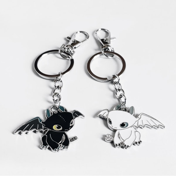 2-delad nyckelring nyckelring, svart och vit dragon nyckelring, hänge-WELLNGS