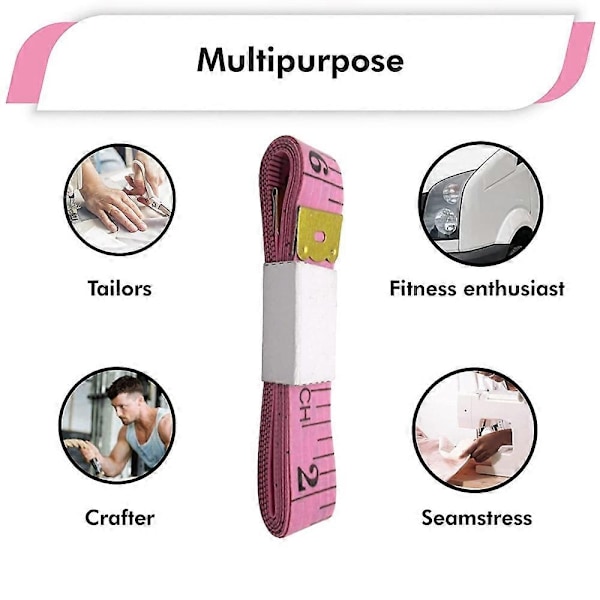 Måttband 4-pack, Måttband för kropp Dubbel Skala Måttband för Sömnad, Kropp, Skräddare 150 cm/60 Tum-WELLNGS Pink