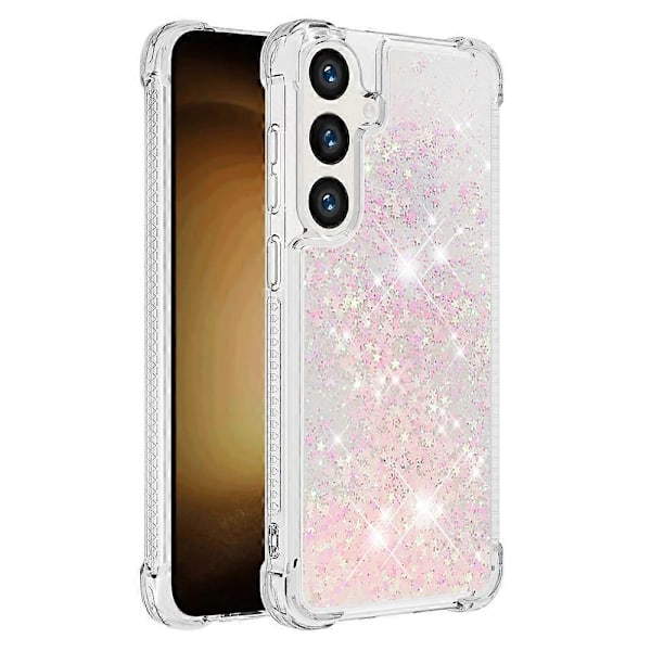 YB Quicksand Series-1 Yhteensopiva Samsung Galaxy S24+ -kotelon kanssa, nestemäiset kelluvat paljetit TPU-suojus - WELLNGS Pink Pentagrams