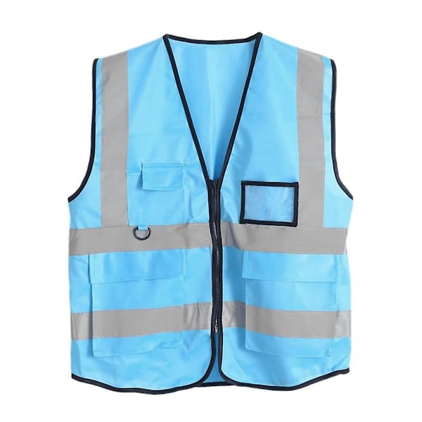 Hi-vis Safety Vest with Zipper Reflective Jacket Security Waistcoat 5 Pockets-WELLNGS