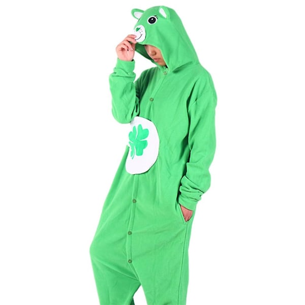 Tegneseriebjørn Onesie Pyjamas for voksne - Cosplay-kostyme for Halloween - Myke fleece-hjemmeklær-WELLNGS Green L