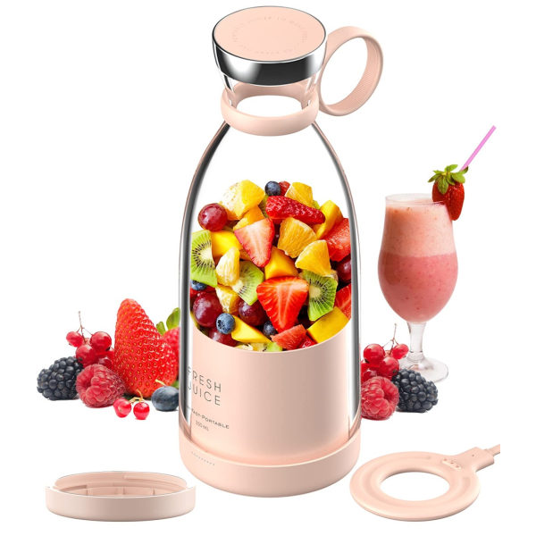 350 ml portabel mixerkopp för fruktjuice Milkshake och sorbet, uppladdningsbara magnetiska rosa-WELLNGS pink