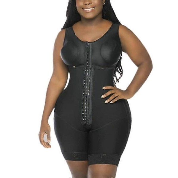 Høj Kompression Full Body Shaper med Hæk & Øje Lukning Shaper Justerbar BH Slankende Strømper - WELLNGS black M