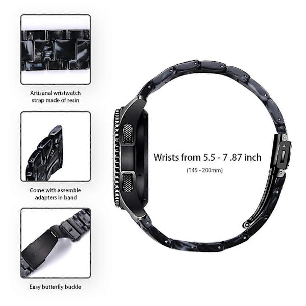 för Garmin Vivoactive 4 Ersättningsarmband 22mm Vattentätt Resin Klockarmband - Svart Blomma-WELLNGS Black Flower