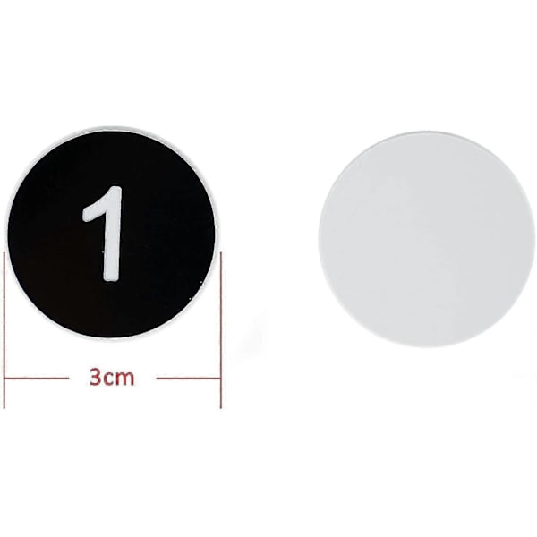 Muoviset numerolaput kaiverretut numeroidut laput tunnistelaput avaimenperälaput ilman reikää - WELLNGS Black 1-100