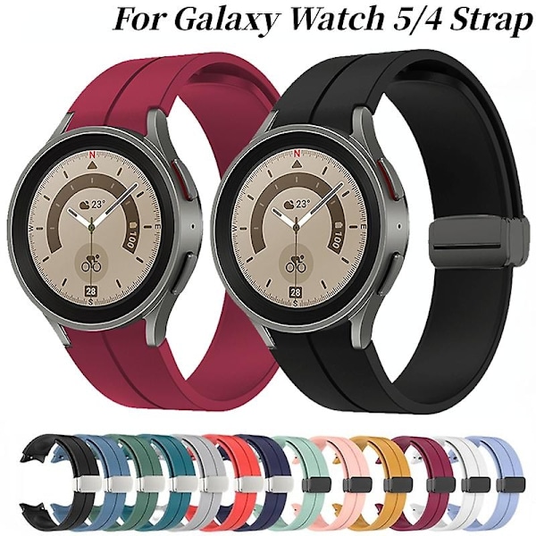 Magneettinen silikonihihna Samsung Galaxy Watch 5 Pro 45mm/4 Classic 44mm 40mm 46mm 42mm rannekoru Galaxy Watch5/4 -vyölle - WELLNGS Wine red A Watch 5 Pro 45mm