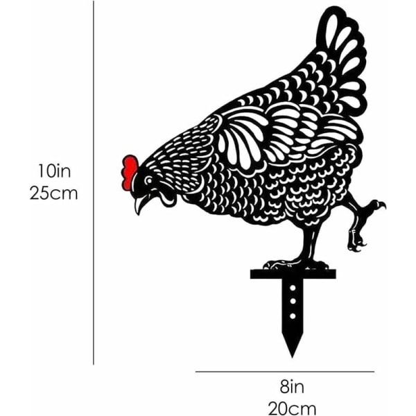 5-delad trädgårdshöna, kycklinggård konst trädgård gräsmatta golvdekoration, metalldjur silhuett trädgårdsstake, ihålig tuppstaty dekor för trädgård-WELLNGS