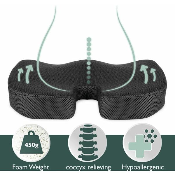 pute Minneskum Ergonomisk sete pute kontor bil 45x35x7cm-WELLNGS