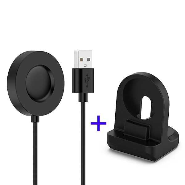 Laddare för Xiaomi Watch S1 Pro Smartwatch med laddningsplatta och silikonhållare - Svart-WELLNGS Black