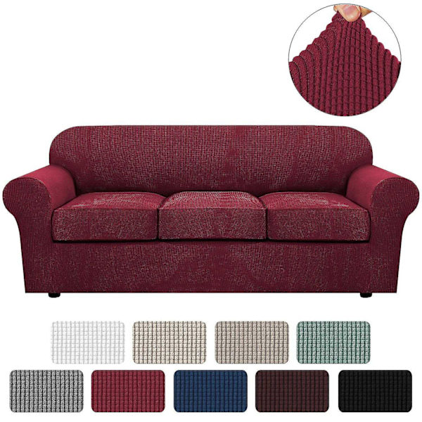 Stretch Vattentät Soffa Överdrag, 1 Del, Spandex, Jacquard Elastisk Soffa Överdrag med Halkskydd Skum-WELLNGS red 2 Sitzer