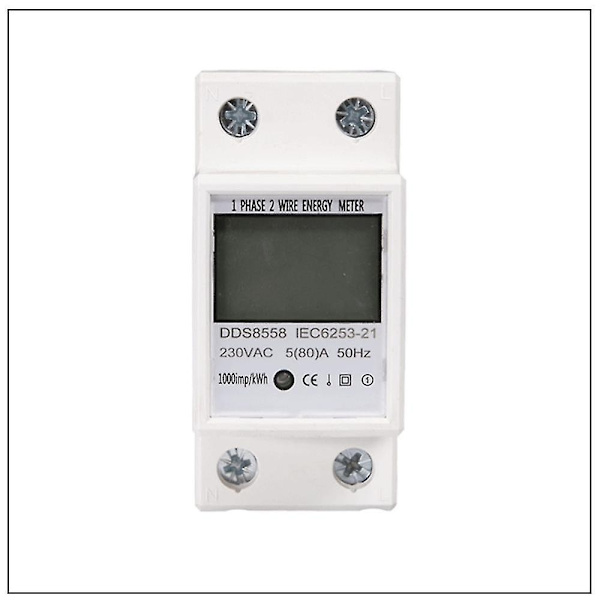 Din Rail Kwh Meter 1 Fase 2 Tråd Lcd Digital Display Forbrug Energi Elektrisk Kwh Tæller Ac110-WELLNGS 0 0