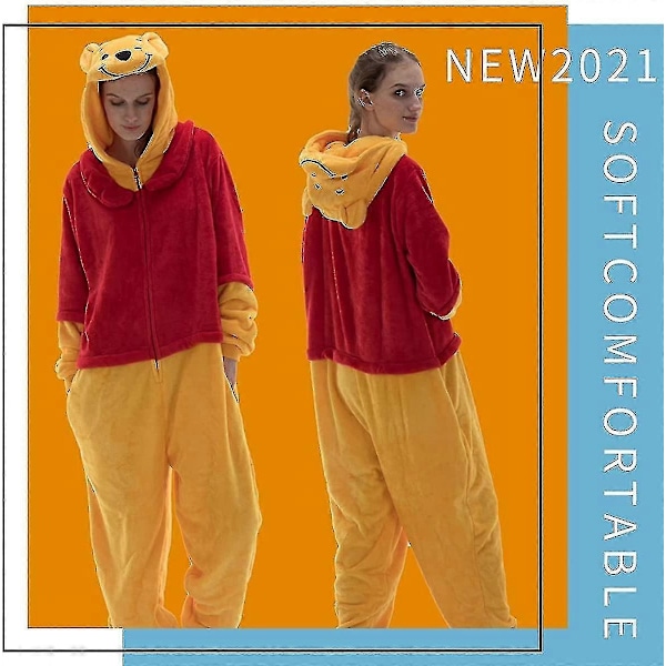 Mukava unisex aikuisten onesie-pyjama eläin-yhdellä kappaleella Halloween-asuun - WELLNGS Winnie the pooh 13-14 years