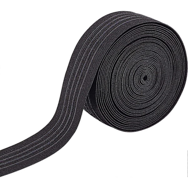 6 Yards 37mm Bred Skridsikker Elastik Straight Silikone Elastik Griber Flad Linning til Beklædningssyning Projekt Sort-WELLNGS
