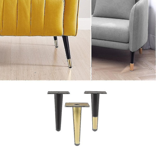 Nytt 2023 sett med 4 møbelben, rette sofaben, bordben Skapben, nattbordsben i metall Svart gull-WELLNGS Black gold 25cm