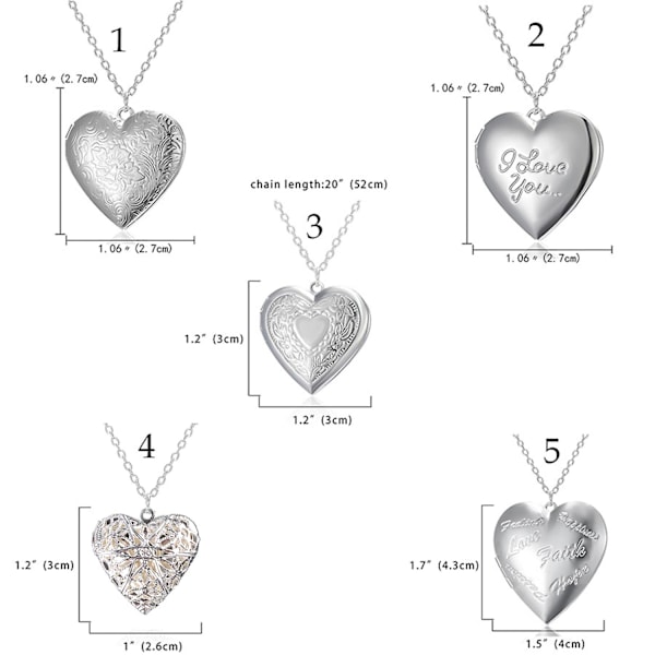 Foto Hjärta Box Hänge Halsband Vintage Mode Smycken Locket Halsband-WELLNGS 4