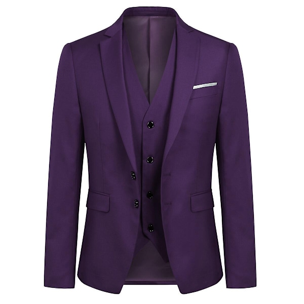 Allthemen Herr Business Blazer Solid Slim Fit Jacka-WELLNGS Purple 2XL