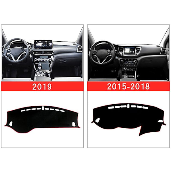 for Hyundai Tucson 2015-2016 2017 2018 2019 2020 Dashboard Cover Mat Pad Dashmat Dash Solskjerm Instrument Tepper Bil Tilbehør-WELLNGS 0 LHD Red 2015-2018