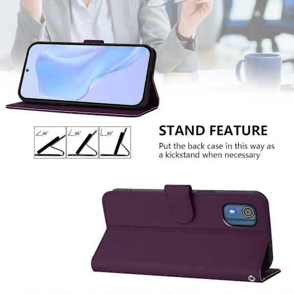 PU-fodral i enfärgad design kompatibelt med Nokia C02-WELLNGS Violet