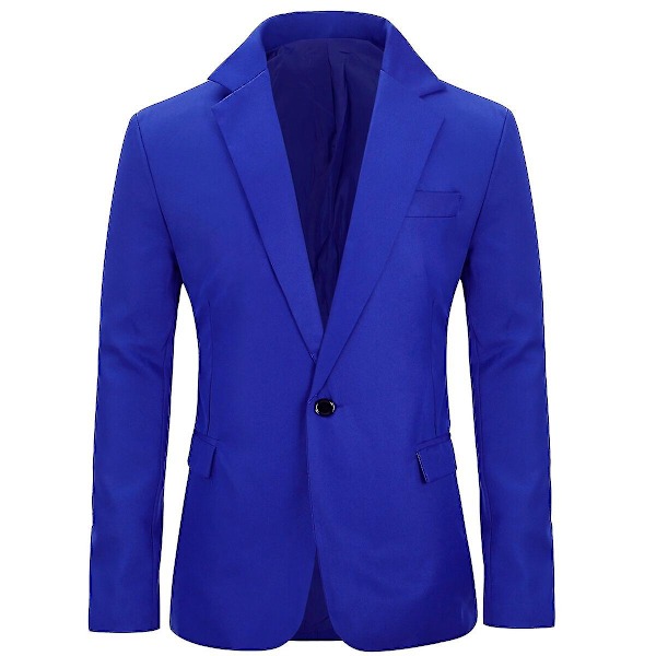 Allthemen Herr Solid Färg Slim Fit Business Casual Blazer-WELLNGS Blue M