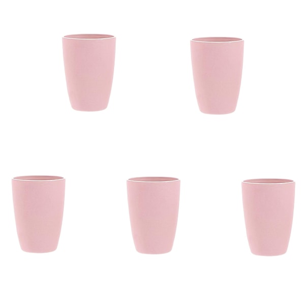 5 stk, Uknuselig kopp av hvetestrå (12 oz), Gjenbrukbare drikkekopper, Oppvaskmaskin-sikre kopper, BPA-fri - WELLNGS 5Pcs Pink