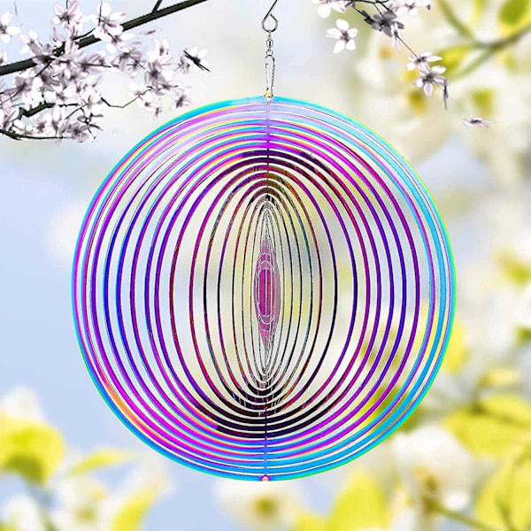 Tuulimyllyt pihalle ja puutarhaan, 3d riippuvat tuulimyllyveistokset kineettiset, metallipihan puutarhataide ulkokoristeet, kodin ulkokoriste Cra Colorful