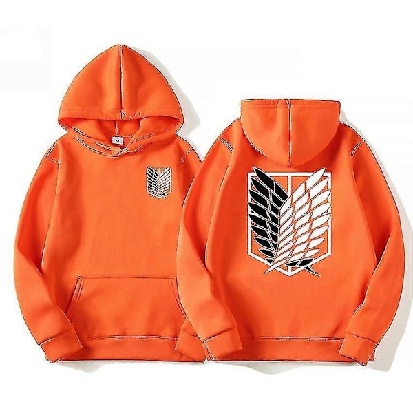 Attack on Titan Mænds Hoodie Anime Hoodie Mænds Streetwear Trøje Harajuku Hoodie Sweatshirt Tøj - WELLNGS orange XL