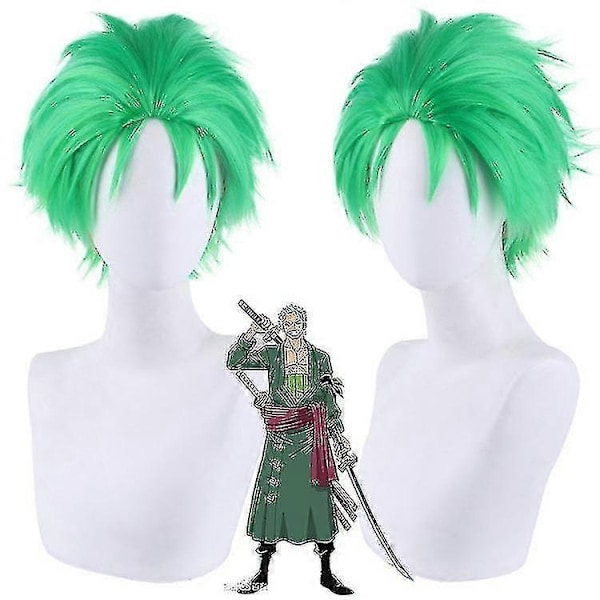 Anime Roronoa Zoro Cosplay Kostyme Wano Kuni Land Kimono Kappe Komplett Drakter Halloween Karnevalsdrakt-WELLNGS Only wig L