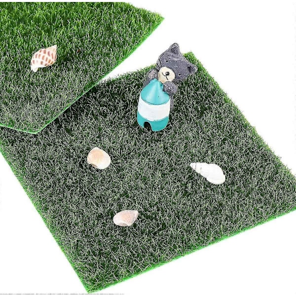 4-paketti Tekokasvi Nurmikko Nukkekoti Miniatyyri Koristeet 15 x 15 cm (Vihreä) - WELLNGS 15CM*15CM