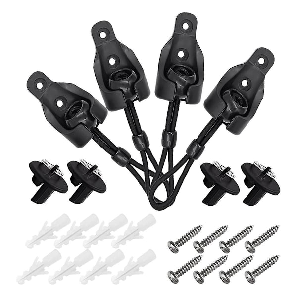 Reservedele til Rullegardin Hardware Bungee Kit og Endekaps Skygge Fastgørelser til Udendørs Rullegardin Solsejl 4Pak-WELLNGS