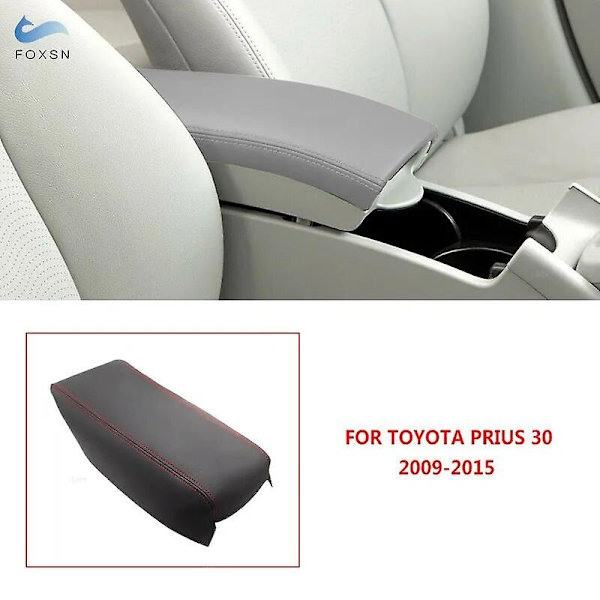 Skyddande lock för mittkonsolarmstöd till Toyota Prius 2004 2005 2006 2007 2008 2009 2010 2011 2012 2013 2014 2015 - WELLNGS C Black-red line