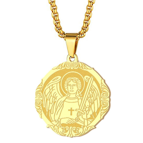 Pyhän Yrjänän riipuskaulakoru miehille ja naisille, soturi Pyhä Yrjänä ja lohikäärme Totem-riipus, kaulakoru, amuletti, koru - WELLNGS Saint Michael-G1