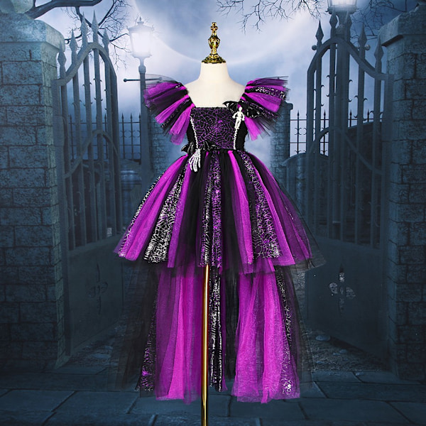 Disney Häxa Kostym Flickor Lila Mesh Släpande Klänning Maleficent Deluxe Flickor Fancy Halloween Party Barn Rollspel Kostym 06-WELLNGS Witch Sets 06 2-3Y