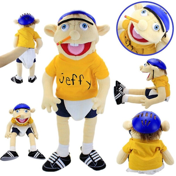 Jeffy Hat Handdocka Cosplay Plyschleksaksspel fylld docka för barn presenter
